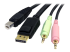 DP4N1USB6 - StarTech.com 6ft 4-in-1 USB DisplayPort® KVM Switch Cable w/ Audio & Microphone (DP4N1USB6) - Närbild
